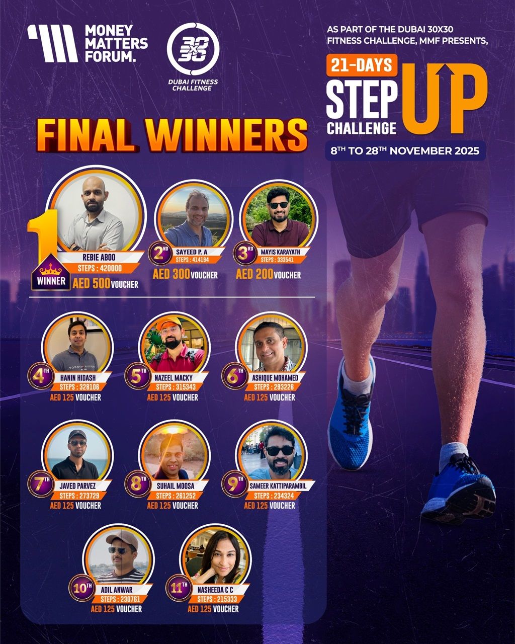 Step Up Challenge: Final Winners – Money Matters Forum event flyer, November 2025
