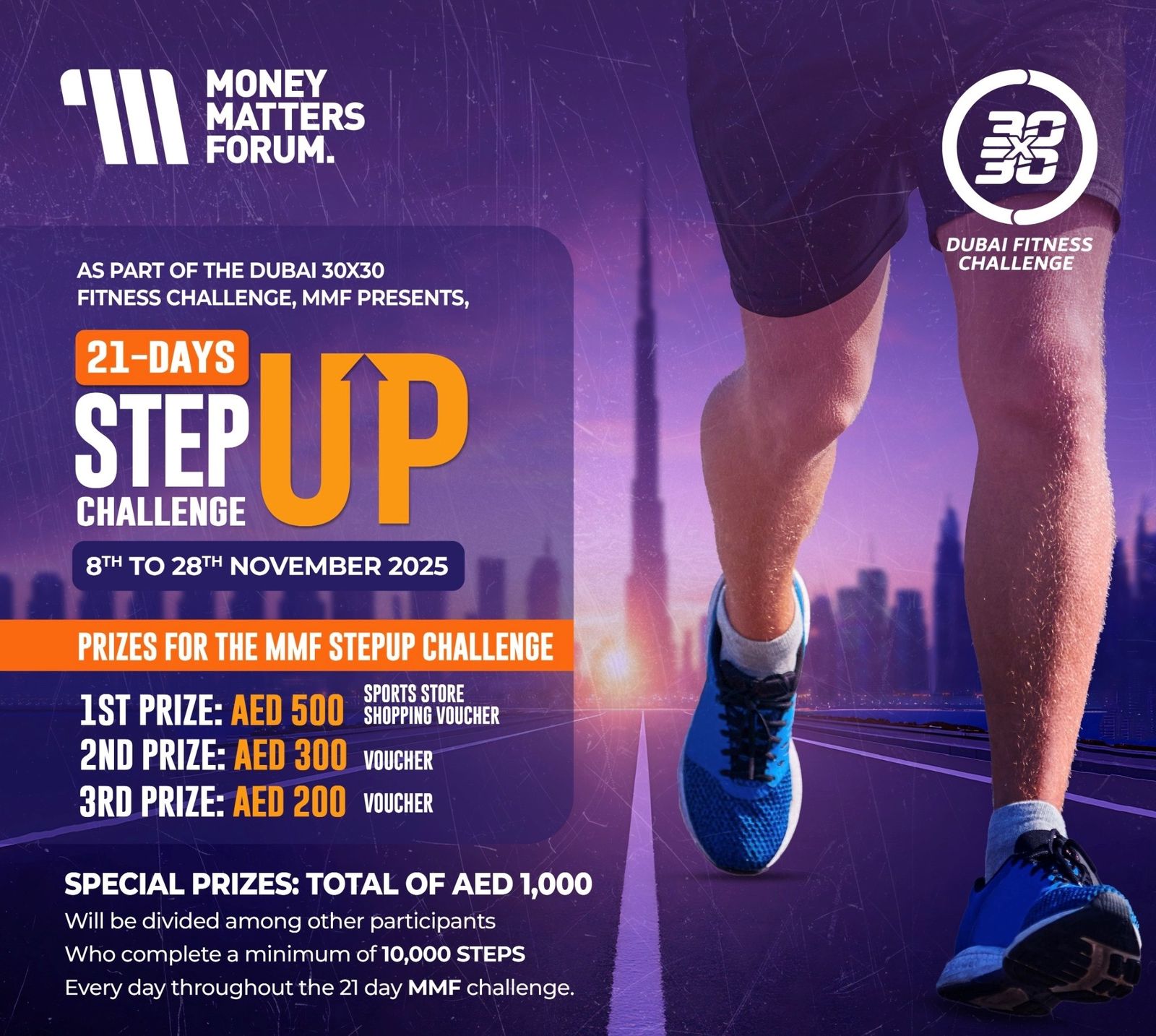 21-Day Step Up Challenge – Money Matters Forum event flyer, November 2025