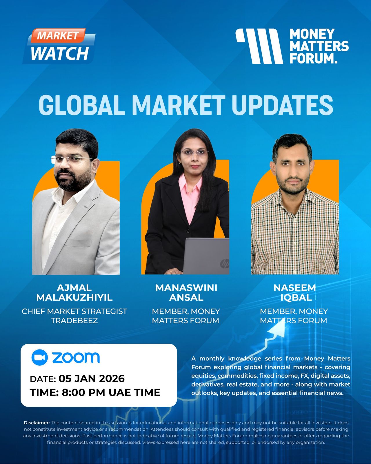 Global Market Updates – Money Matters Forum event flyer, January 2026