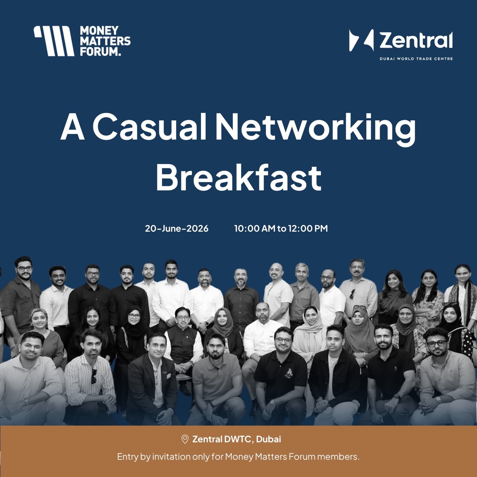 A Casual Networking Breakfast – Money Matters Forum event flyer, June 2026