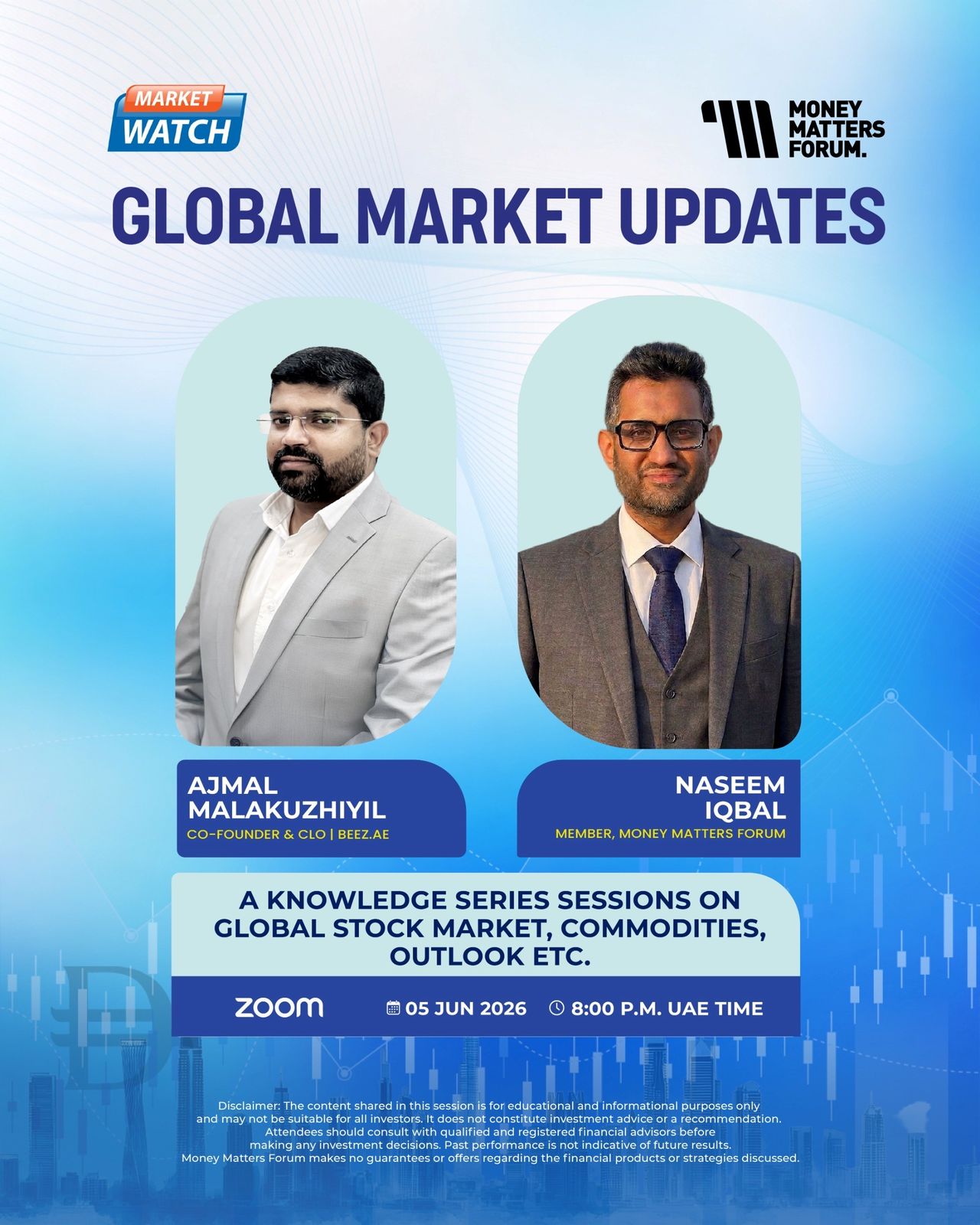 Global Market Updates – Money Matters Forum event flyer, June 2026