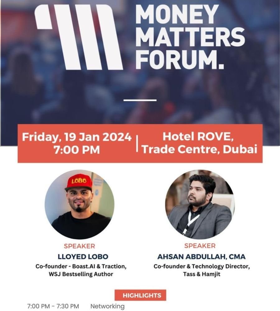 Forum Evening, Hotel Rove Trade Centre – Money Matters Forum event flyer, January 2024