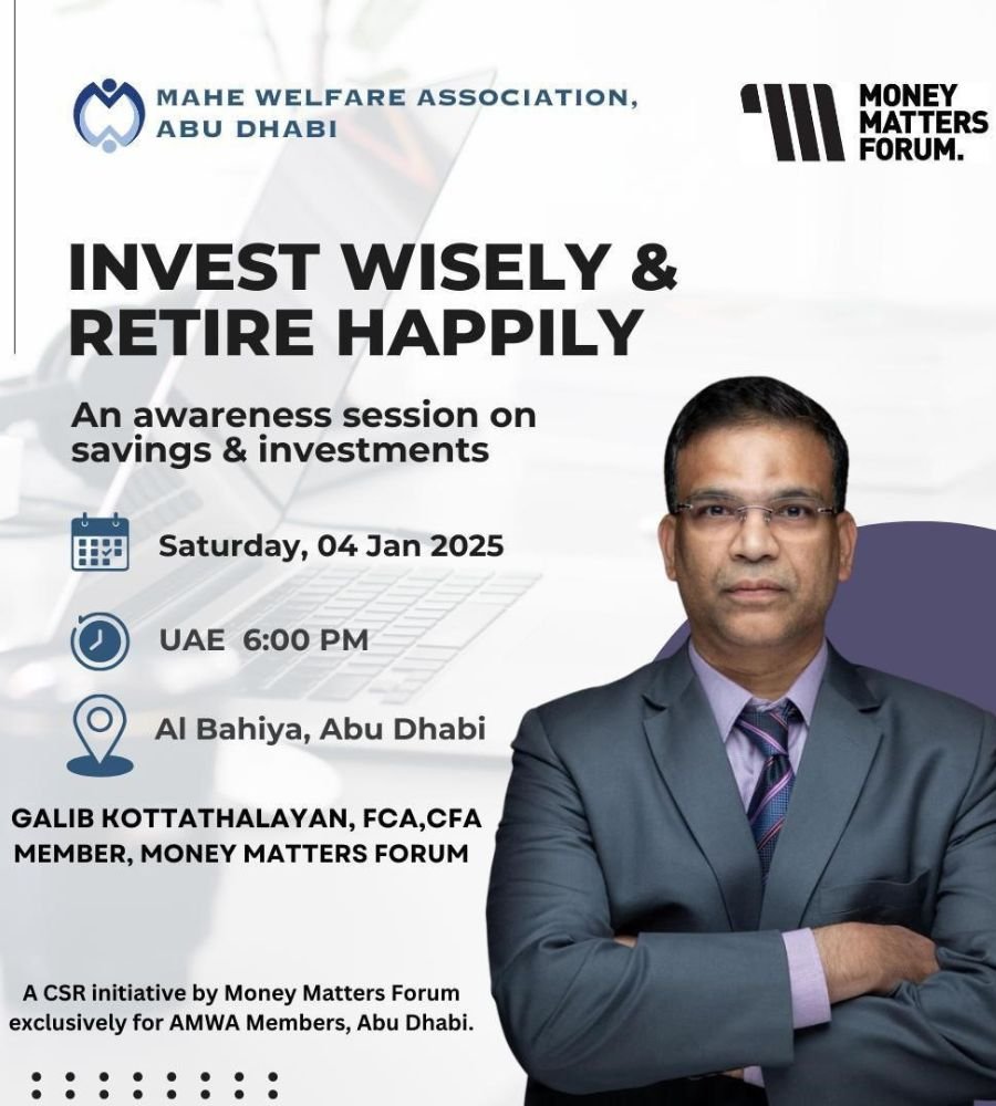Invest Wisely & Retire Happily – Money Matters Forum event flyer, January 2025