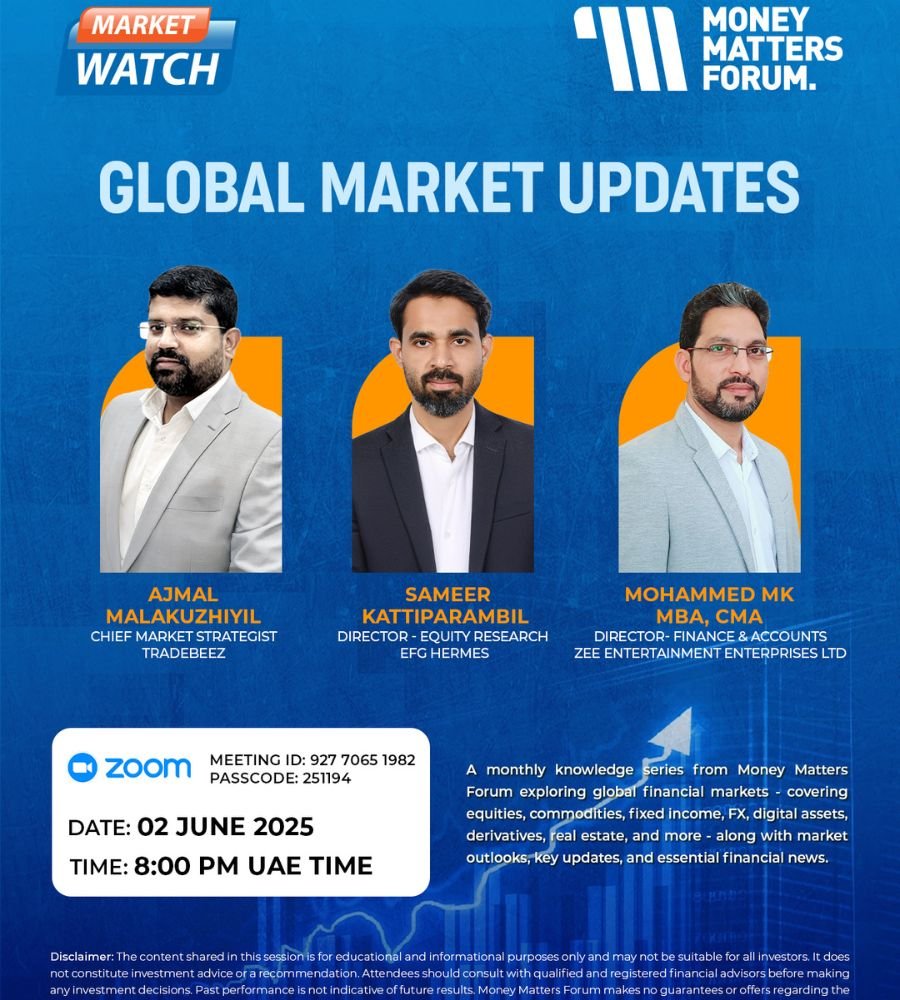 Global Market Updates – Money Matters Forum event flyer, June 2025