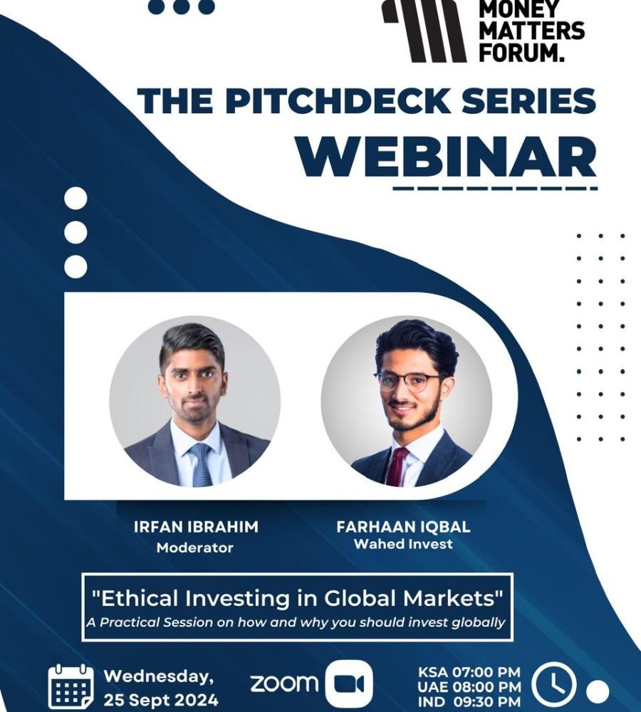 The Pitchdeck Series Webinar: Ethical Investing in Global Markets – Money Matters Forum event flyer, September 2024