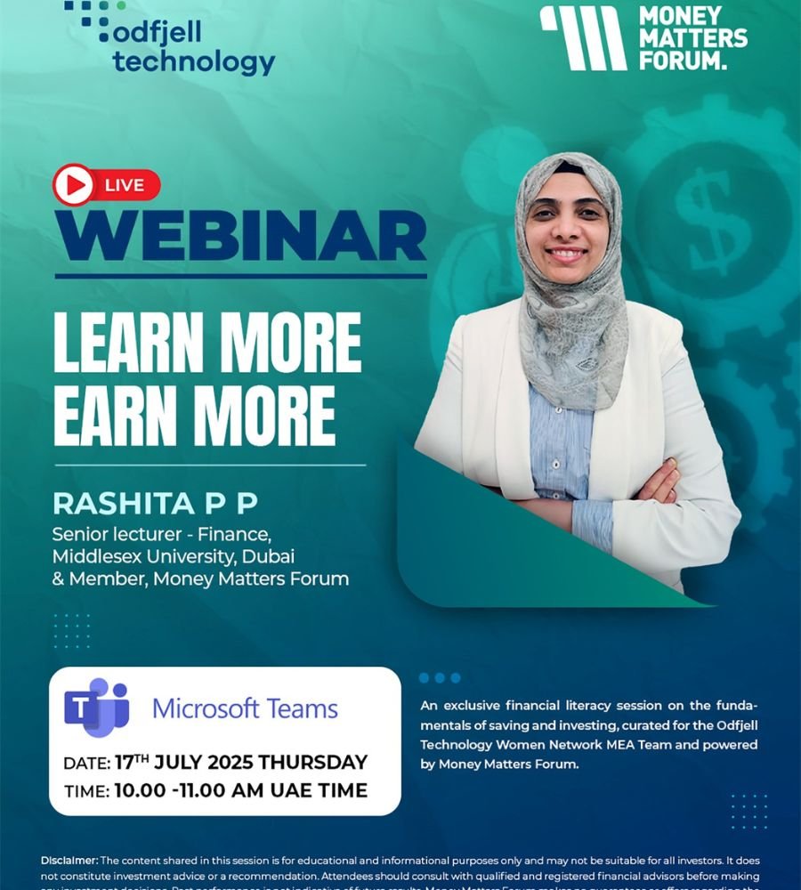 Webinar: Learn More, Earn More – Money Matters Forum event flyer, July 2025