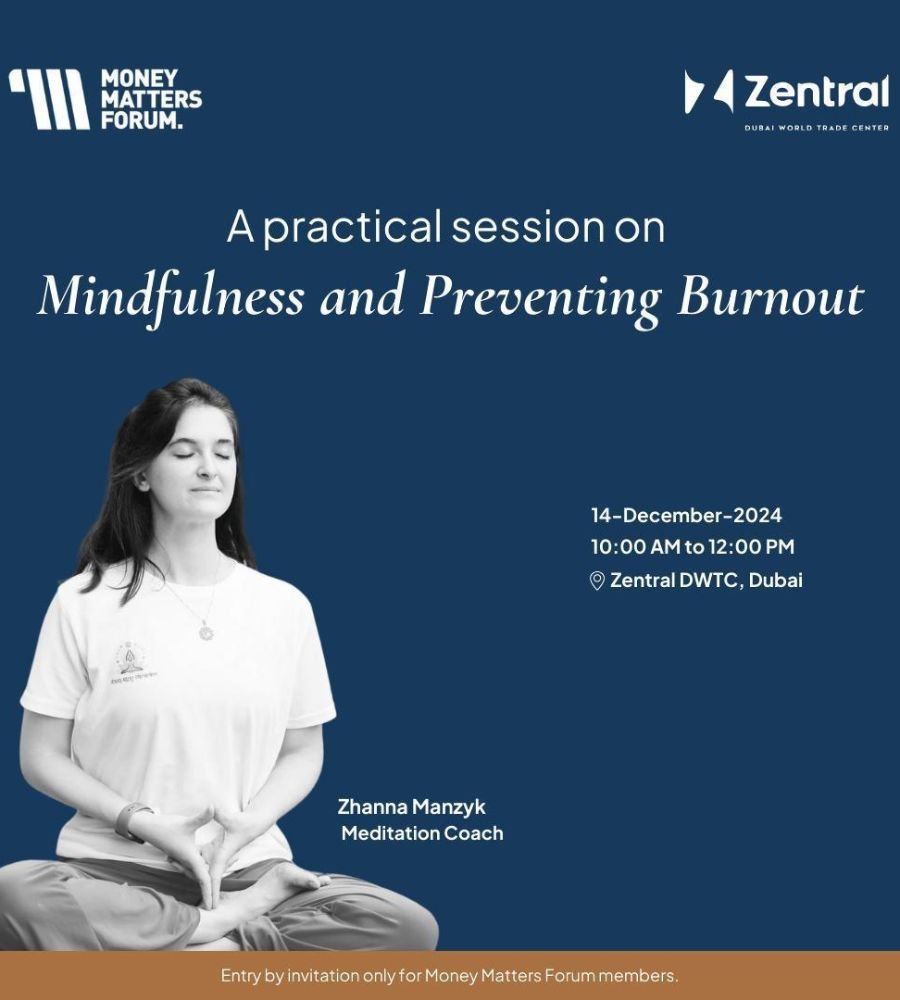 Mindfulness and Preventing Burnout – Money Matters Forum event flyer, December 2024