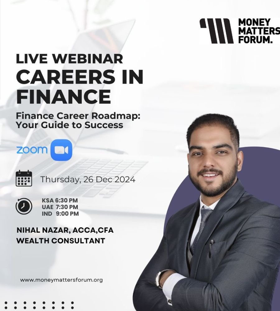 Live Webinar: Careers in Finance – Money Matters Forum event flyer, December 2024