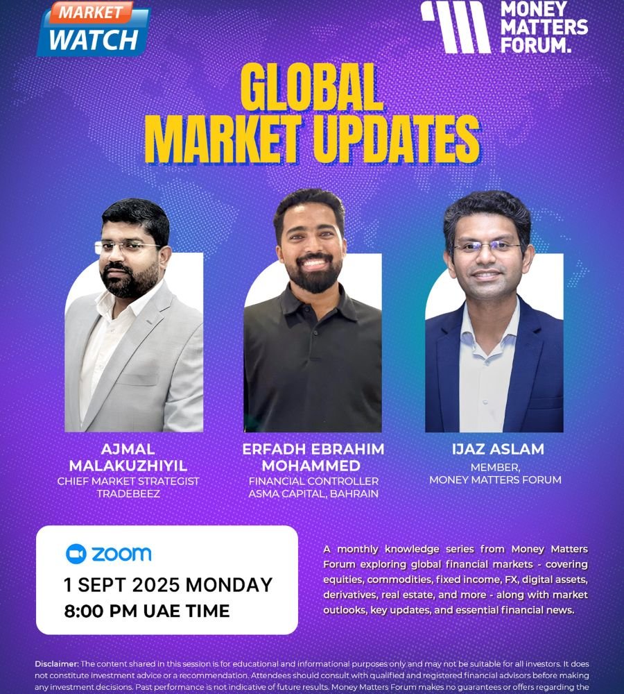 Global Market Updates – Money Matters Forum event flyer, September 2025