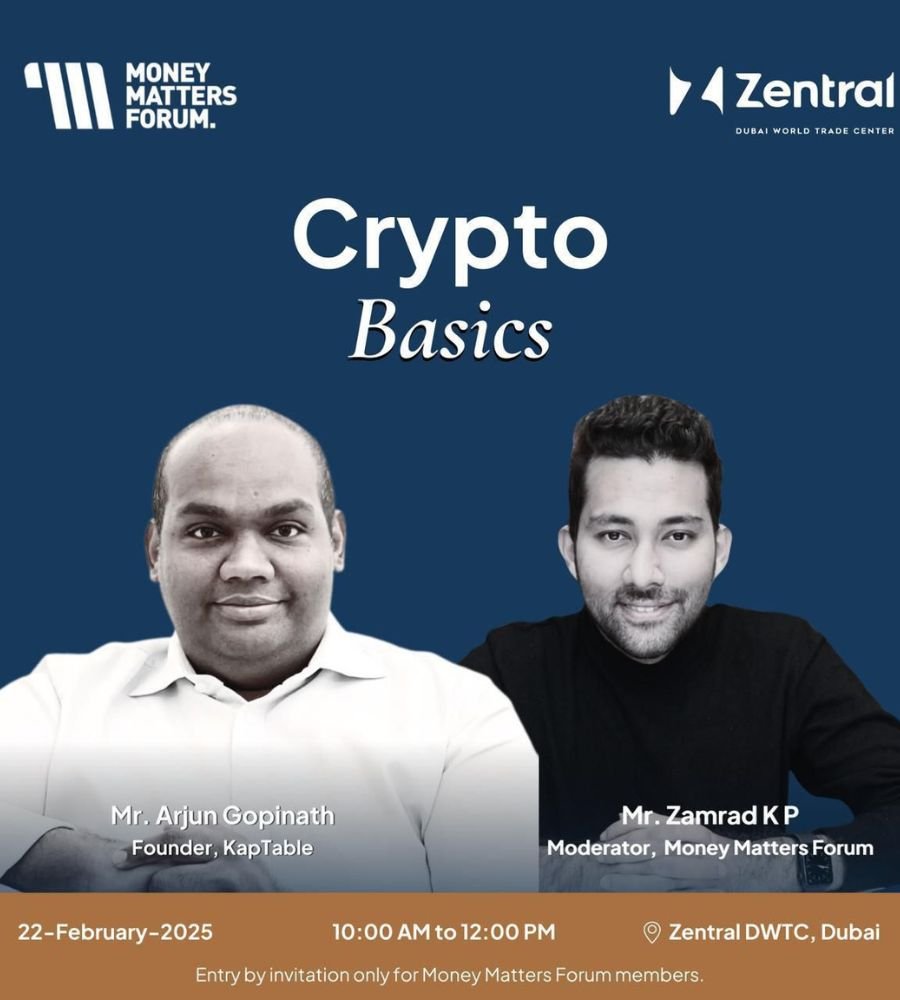 Crypto Basics – Money Matters Forum event flyer, February 2025
