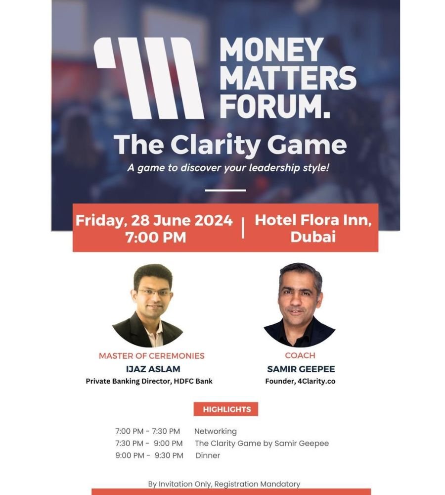 The Clarity Game – Money Matters Forum event flyer, June 2024