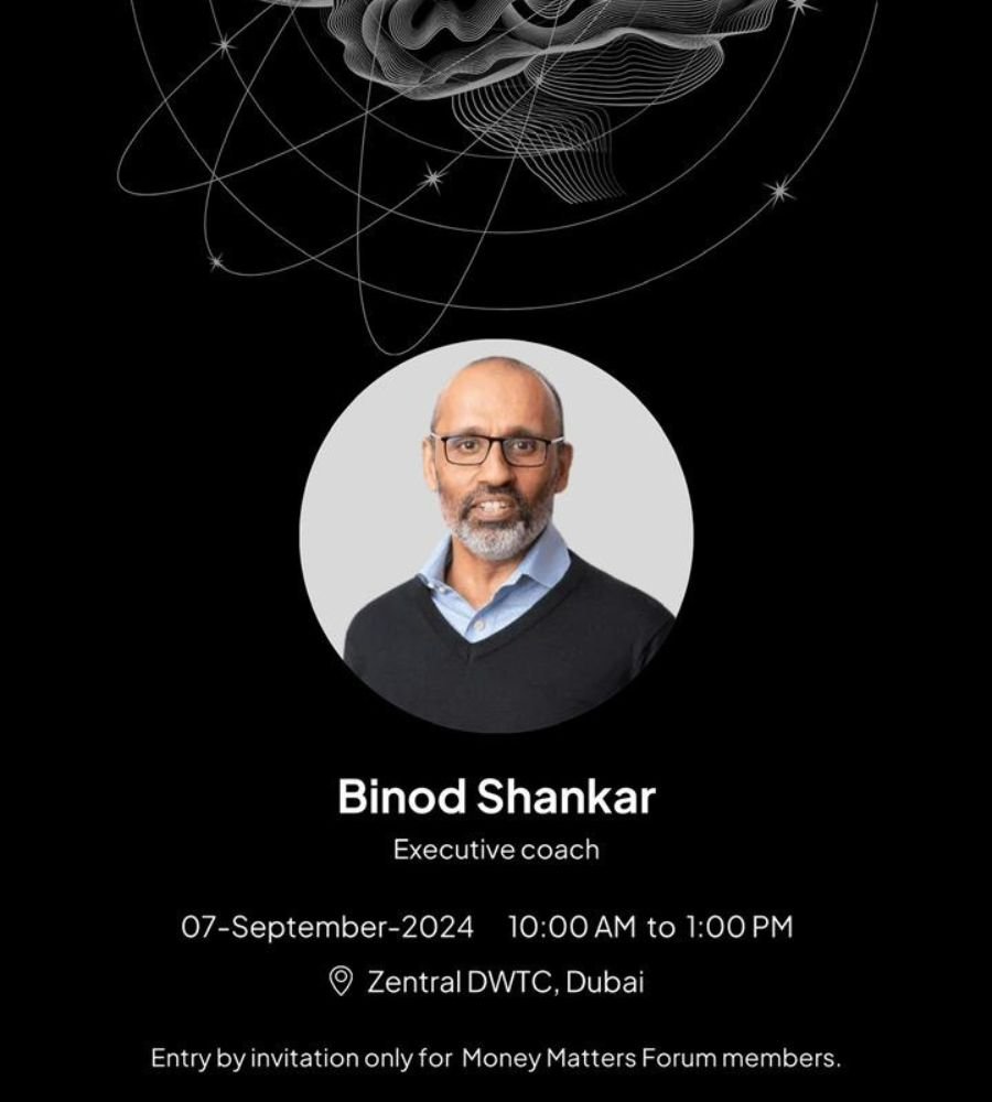 How to Get Unstuck with Binod Shankar – Money Matters Forum event flyer, September 2024
