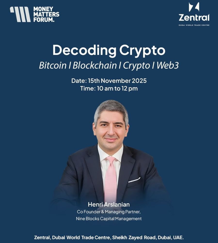 Decoding Crypto – Money Matters Forum event flyer, November 2025