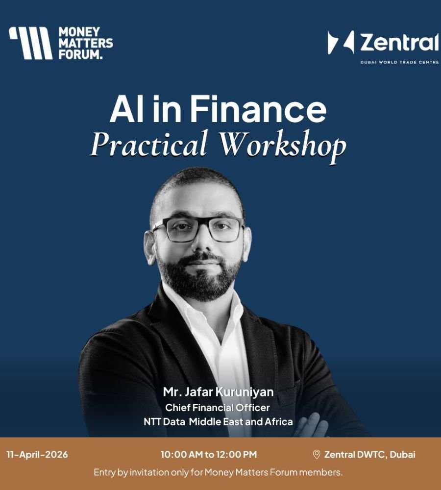 AI in Finance: Practical Workshop – Money Matters Forum event flyer, April 2026